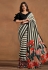 Cream satin silk designer saree 24410