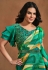 Green satin silk saree with blouse 24411