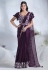 Purple crepe plain saree with designer blouse 24608