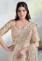 Beige satin silk saree with blouse 24610