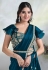 Teal satin silk saree with blouse 24616
