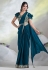 Teal satin silk saree with blouse 24616