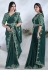 Green satin silk saree with blouse 24607