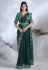 Green satin silk saree with blouse 24607