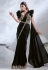 Black satin silk plain saree with designer blouse 24609