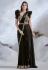 Black satin silk plain saree with designer blouse 24609