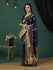 Blue Pure dola banarasi silk zari woven wedding saree with blouse