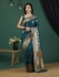 Teal Pure dola banarasi silk zari woven wedding saree with blouse
