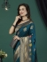 Teal Pure dola banarasi silk zari woven wedding saree with blouse