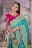 Blue and Pink Pure banarasi silk zari woven wedding saree with blouse
