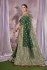 Dark green and red Pure banarasi silk zari woven wedding saree with blouse
