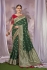 Dark green and red Pure banarasi silk zari woven wedding saree with blouse