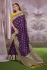 Purple and Yellow Pure banarasi silk zari woven wedding saree with blouse
