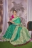 Turquoise and Pink Pure banarasi silk zari woven wedding saree with blouse