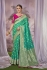 Turquoise and Pink Pure banarasi silk zari woven wedding saree with blouse