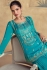 Chinnon silk embroidered wedding wear palazzo suit in Blue colour 10093
