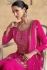 Chinnon silk embroidered wedding wear palazzo suit in Pink colour 10091