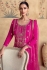 Chinnon silk embroidered wedding wear palazzo suit in Pink colour 10091