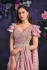 Pink satin crepe silk sequins embroidered saree with readymade blouse 24114