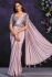 Mauve Pink satin crepe silk sequins embroidered saree with readymade blouse 24110