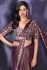 Mauve satin crepe silk sequins embroidered saree with readymade blouse 24108