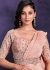 Peach crushed crepe silk sequins embroidered saree with readymade blouse 24112
