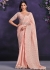 Peach crushed crepe silk sequins embroidered saree with readymade blouse 24112