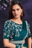 Teal green satin crepe silk sequins embroidered saree with readymade blouse 24106