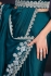 Teal green satin crepe silk sequins embroidered saree with readymade blouse 24106