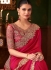 Rani shaded chiffon sequins embroidered wedding saree with blouse 1401