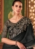 Black silk chiffon sequins embroidered wedding saree with blouse 1402