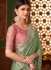 Mint green and peach satin sequins embroidered wedding saree with blouse 1403
