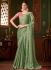 Mint green and peach satin sequins embroidered wedding saree with blouse 1403