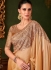 Golden shaded satin chiffon sequins embroidered wedding saree with blouse 1404