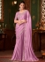 Pink silk chiffon sequins embroidered wedding saree with blouse 1406