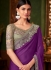 Wine silk chiffon sequins embroidered wedding saree with blouse 1407