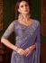 Lavender silk chiffon sequins embroidered wedding saree with blouse 1408