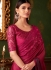 Rani shaded silk chiffon sequins embroidered wedding saree with blouse 1409