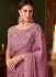 Mauve pink silk georgette sequins embroidered wedding saree with blouse 1410