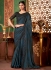 Blue and black shaded silk pattern sequins embroidered wedding saree with blouse 1411