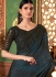 Blue and black shaded silk pattern sequins embroidered wedding saree with blouse 1411
