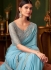 Powder blue satin rainbow zari embroidered wedding saree with blouse 1415