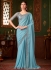 Powder blue satin rainbow zari embroidered wedding saree with blouse 1415