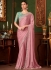 Powder pink silk chiffon sequins mbroidered wedding saree with blouse 1417
