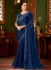 Navy blue satin sequins embroidered wedding saree with blouse 1418