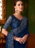Navy blue satin sequins embroidered wedding saree with blouse 1418