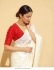 Bollywood Model white and red georgette multi embroidery sequins saree