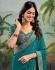 Teal green georgette wedding saree with heavy embroidered blouse 1003