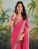 Pink georgette wedding saree with heavy embroidered blouse 1005