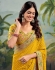Yellow georgette wedding saree with heavy embroidered blouse 1008